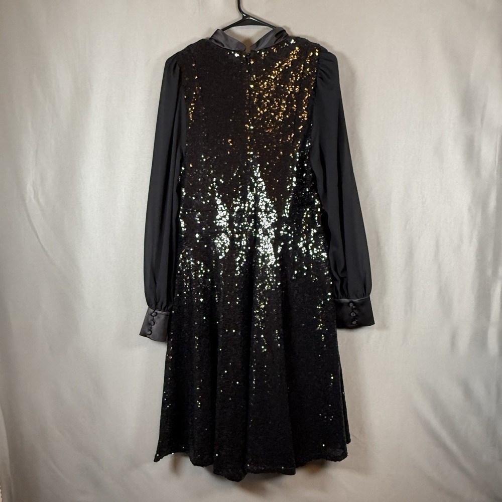 Torrid Sylvia Mollie Black Tie Neck Sequin Cocktail Formal Mini Dress Women's 12 - Picture 8 of 16